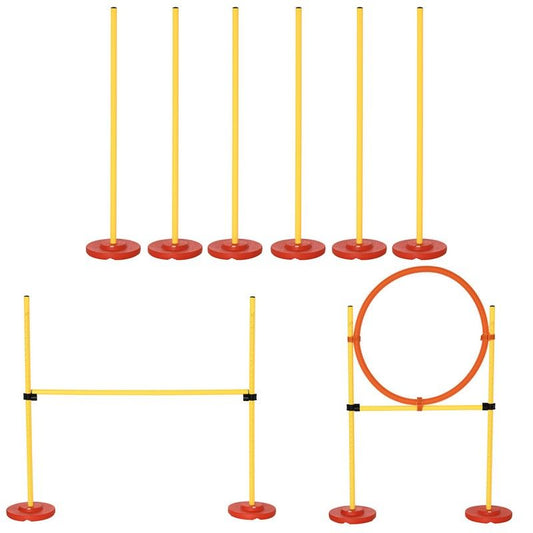 Pawhut Portable Pet Agility Training Obstacle Set For Dogs W/ Adjustable High Jumping Pole