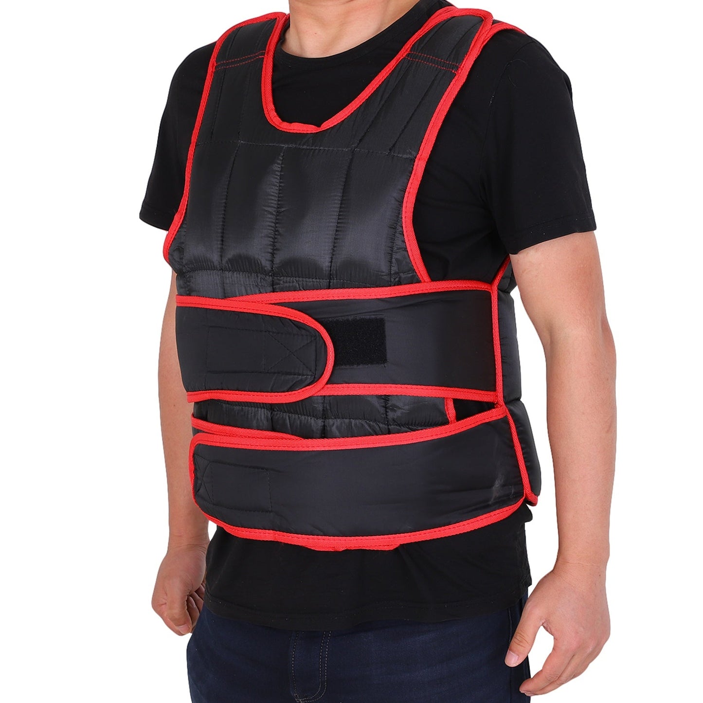 10kg Adjustable Exercise Workout Metal Sand Weight Vest Black/Red