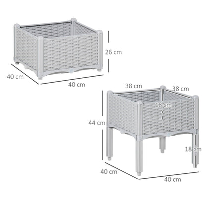 Raised Flower Bed Vegetable Herb Plant Stand Lightweight - 40L x 40W x 44H CM