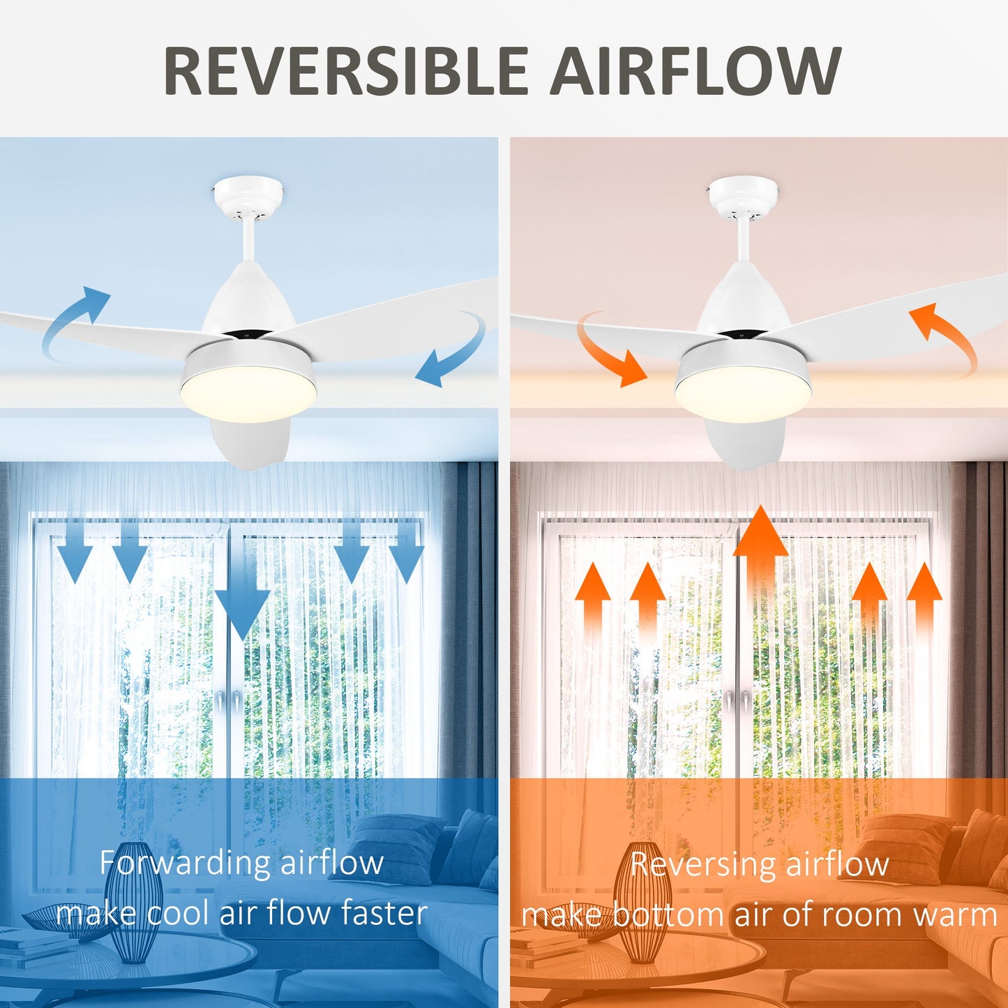 Reversible Ceiling Fan with Light