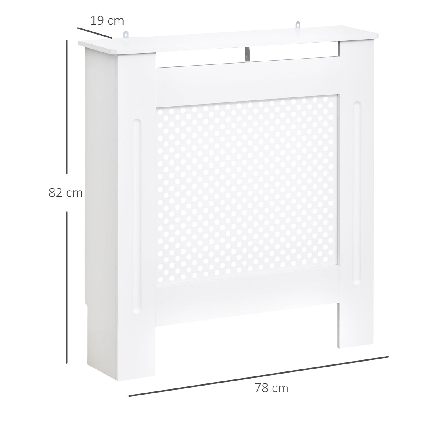 Small Medium-density fibreboard Wood Radiator Cover 78L x 19W x 82H cm -White