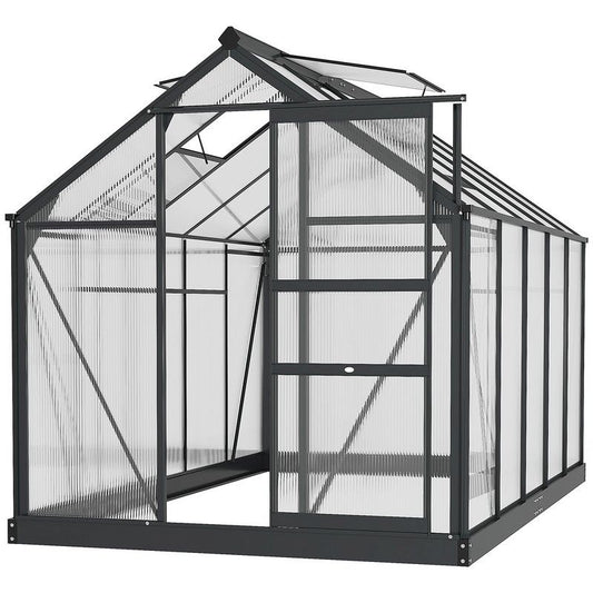 Clear Polycarbonate Greenhouse Large Walk-In Green House Garden Plants Grow Galvanized Base Aluminium Frame With Slide Door