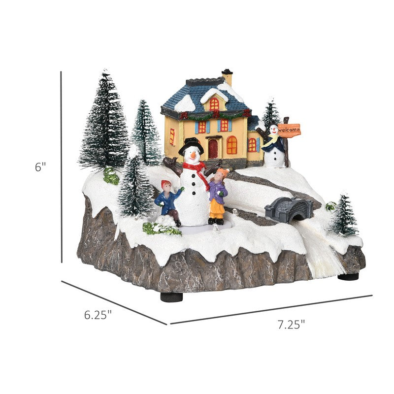 Animated Christmas Village Scene Musical Holiday Decoration with LED Light