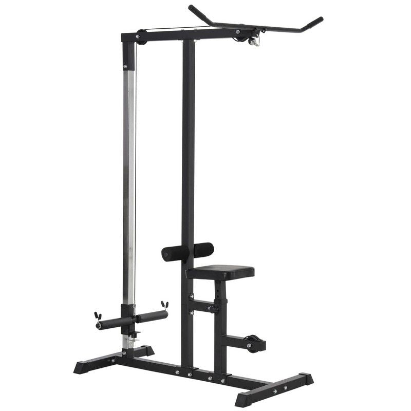 Homcom Exercise Pulley Machine Power Tower with Adjustable Seat Cable Positions