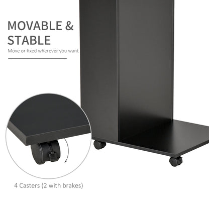 Mobile Sofa Side Table C-Shape End Table with Storage and Casters for Laptop Coffee Snack