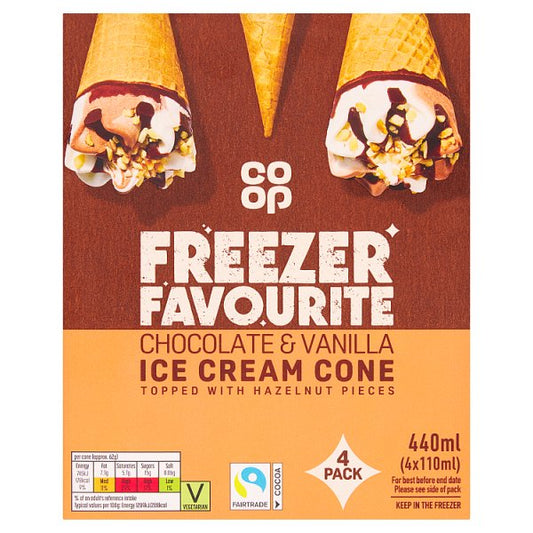 Co-Op Chocolate And Nut Cones 4 Pack