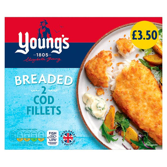 Youngs 2 Cod Fillets Breaded Pmâ£3.50