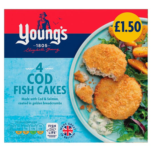 Youngs 4 Cod Fish Cakes Pmâ£1.50