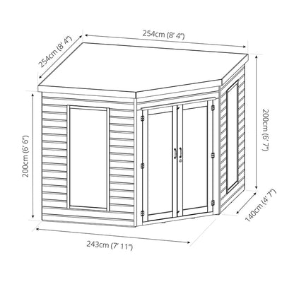 Mercia Premier 8' 4" x 8' 4" Pent Summerhouse - Premium Dip Treated Shiplap