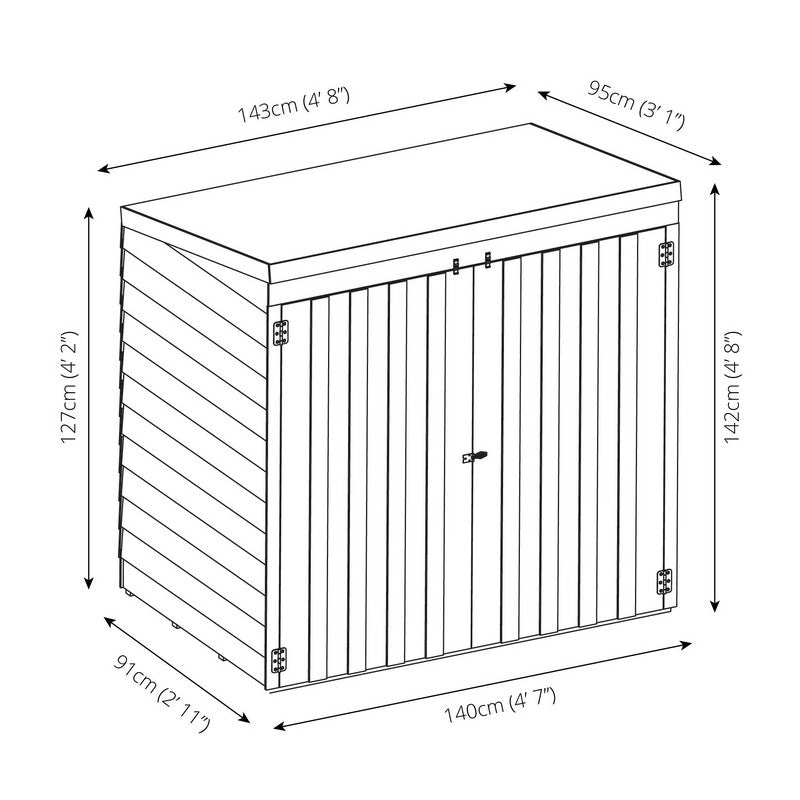 Mercia 4' 8" x 3' 1" Pent Shed - Budget Dip Treated Overlap