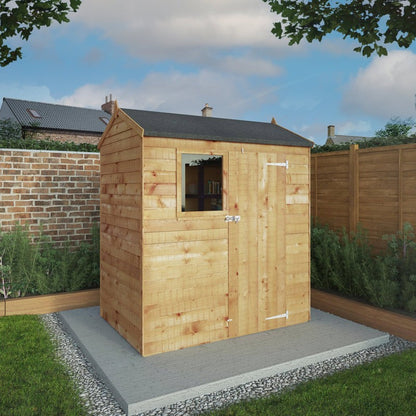 Mercia 5' 11 x 4' 3 Reverse Apex Shed - Budget Dip Treated Overlap