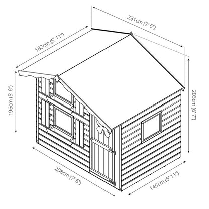 Mercia Snowdrop 7' 6" x 5' 11" Apex Children's Playhouse - Premium Dip Treated Shiplap