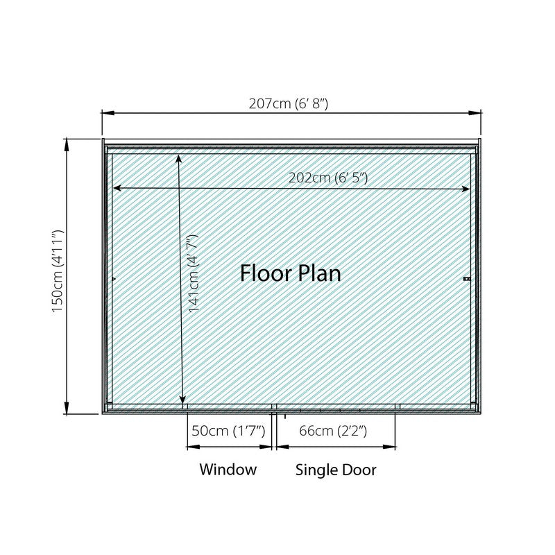 Mercia 6' 11" x 5' 1" Pent Shed - Budget Dip Treated Overlap