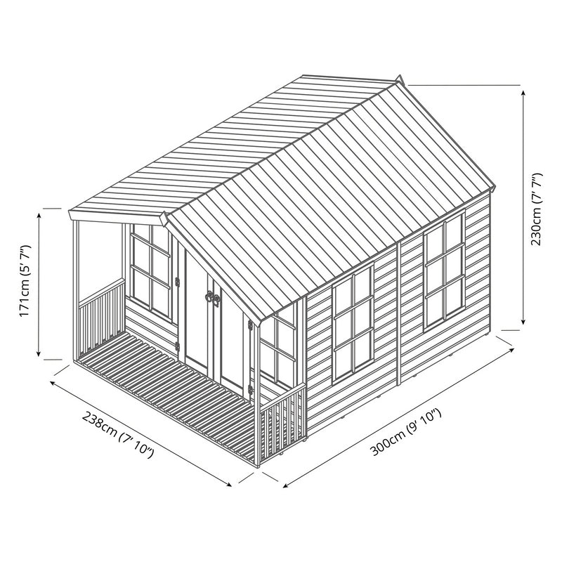 Mercia Wessex 8' 2 x 10' Apex Summerhouse - Premium Dip Treated Shiplap