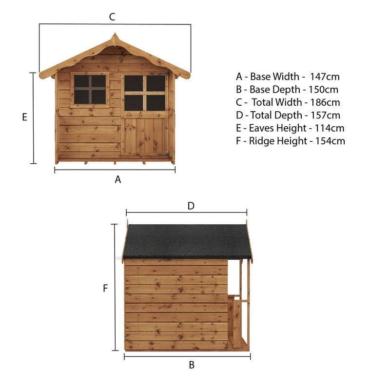 Mercia Poppy 6' 1" x 5' 1" Apex Children's Playhouse - Premium Dip Treated Shiplap