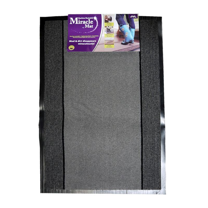 JVL Miracle Barrier Mat 60 x 90 - Grey Stripe