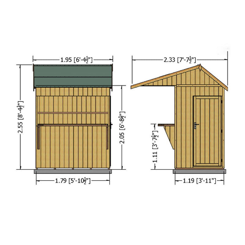 Shire Paradise 6' 4" x 7' 7" Reverse Apex Shed - Premium Dip Treated Shiplap