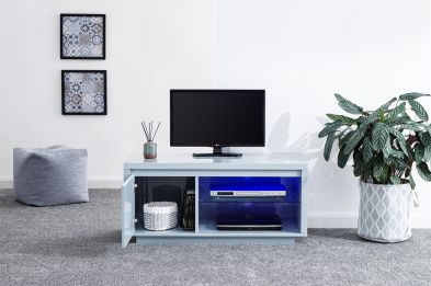 Polar TV Unit Grey 1 Door 2 Shelf LED