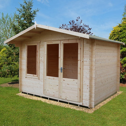 Shire Berryfield 11' 3" x 9' 11" Apex Log Cabin - Premium 19mm Cladding Log Clad