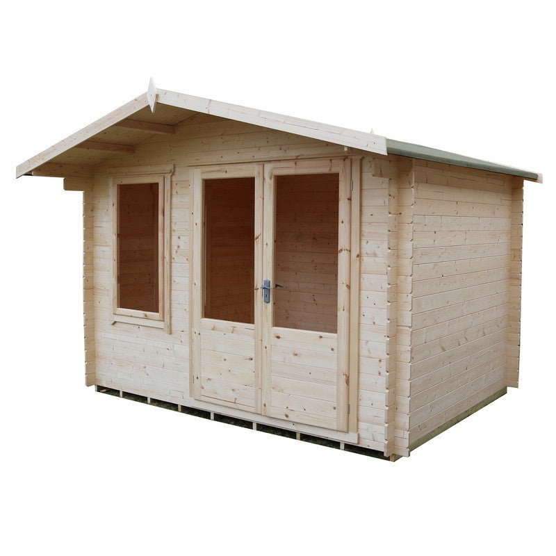 Shire Berryfield 11' 3" x 9' 11" Apex Log Cabin - Premium 19mm Cladding Log Clad