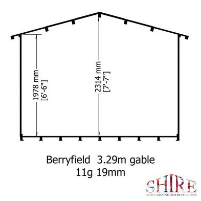 Shire Berryfield 11' 3" x 9' 11" Apex Log Cabin - Premium 19mm Cladding Log Clad