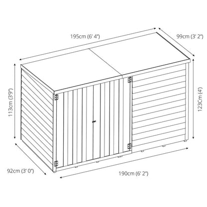 Mercia Garden Storage 3' 2" x 6' 4" Pent Bike Store - Budget Dip Treated Overlap