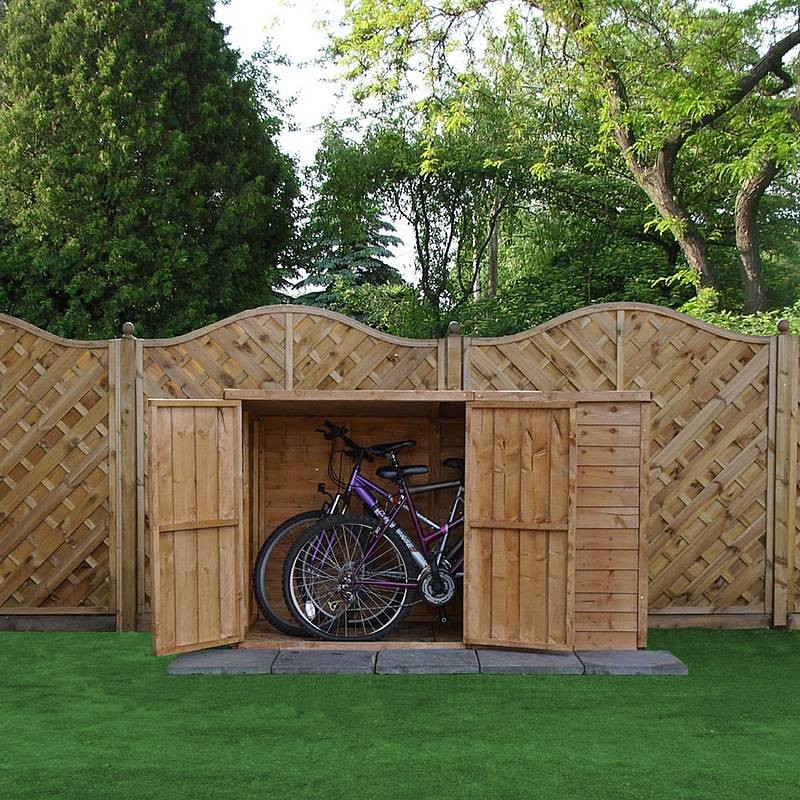 Mercia Garden Storage 3' 2" x 6' 4" Pent Bike Store - Budget Dip Treated Overlap