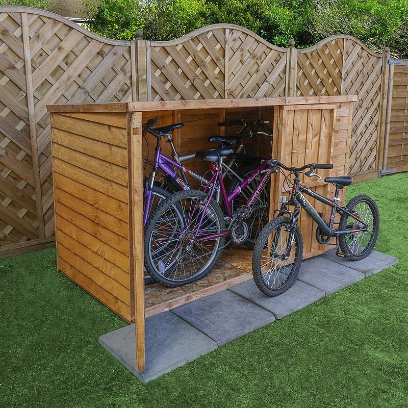 Mercia Garden Storage 3' 2" x 6' 4" Pent Bike Store - Budget Dip Treated Overlap