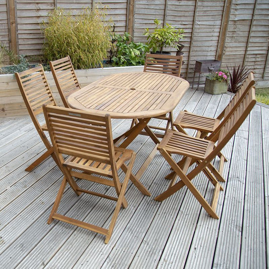 Acacia Wood Garden Patio Dining Set by Wensum - 6 Seats