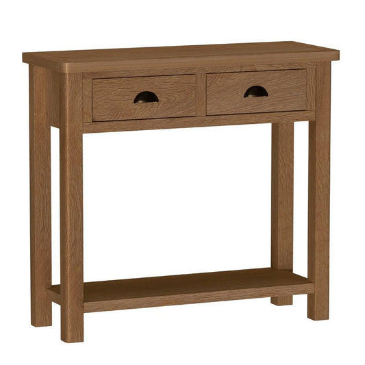 Rutland Console Table Oak Natural 2 Drawers