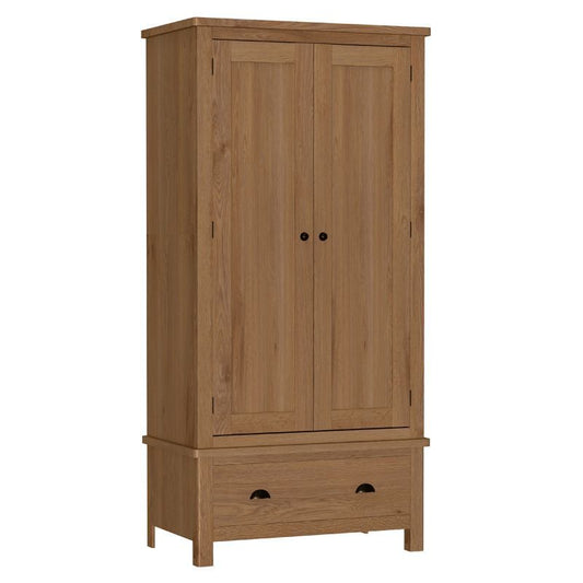 Rutland Tall Wardrobe Oak Natural 2 Doors 1 Drawer