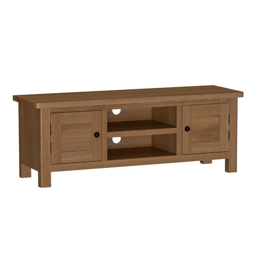 Rutland TV Unit Oak Natural 2 Shelves 2 Doors