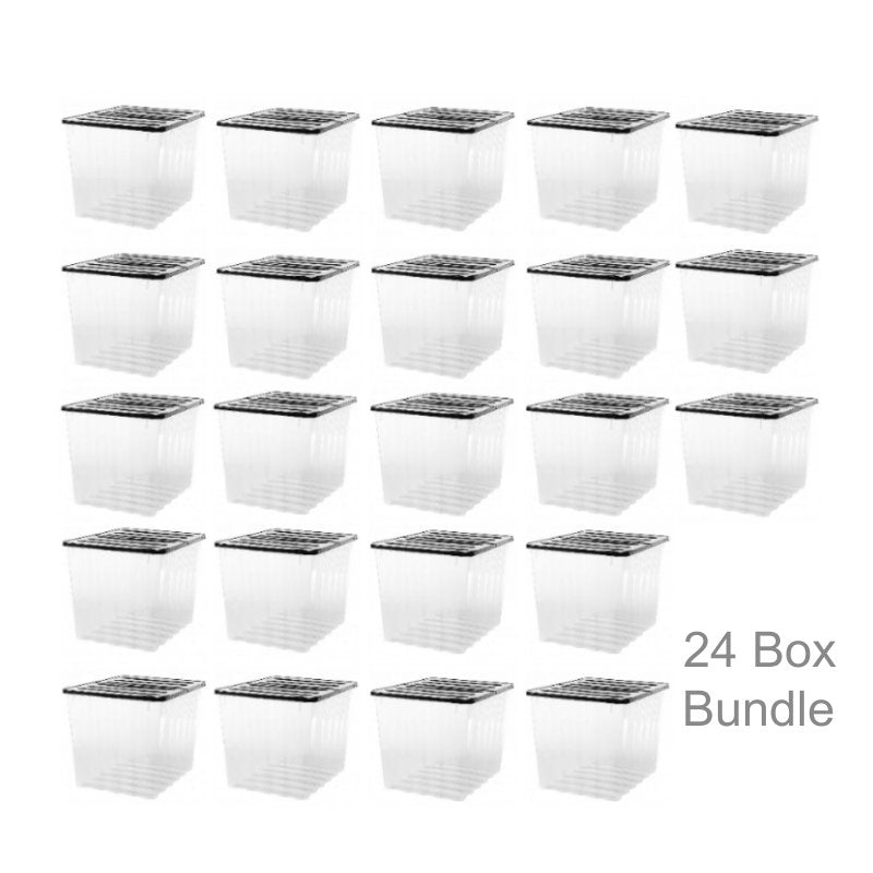 24 x Plastic Storage Boxes 110 Litres Extra Large - Clear & Black Supa Nova by Strata