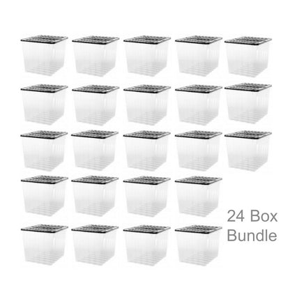 24 x Plastic Storage Boxes 110 Litres Extra Large - Clear & Black Supa Nova by Strata