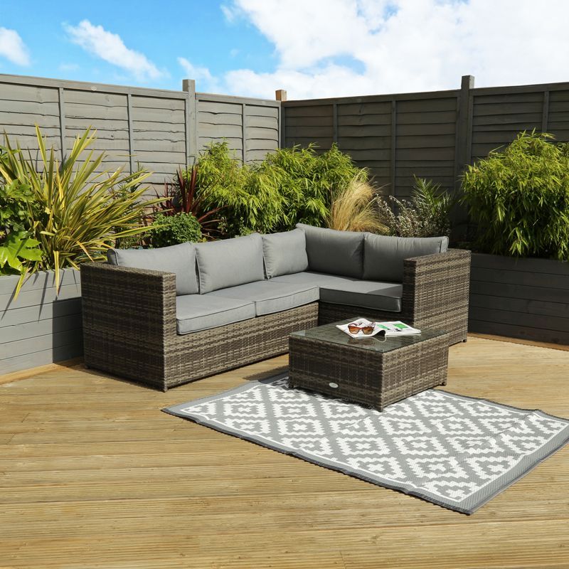 Classic Rattan Garden Corner Sofa by Wensum - 3 Seats Grey