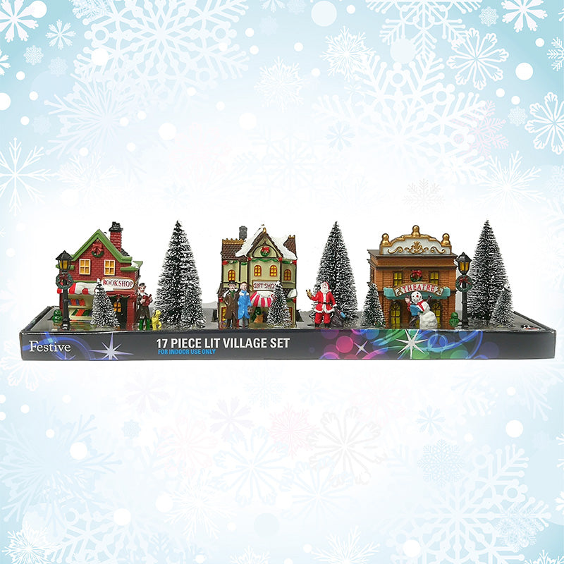 17 Piece Light Up Village Set