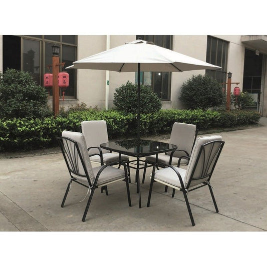 Amalfi Garden Patio Dining Set by Royalcraft - 4 Seats Ivory Cushions