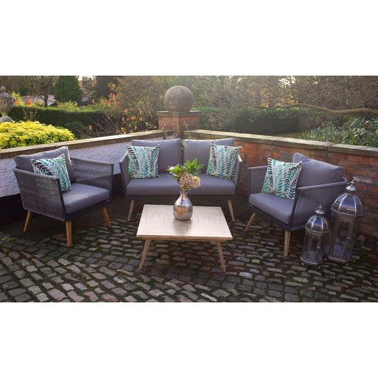 Milan Garden Patio Dining Set by Royalcraft - 4 Seats Grey Cushions