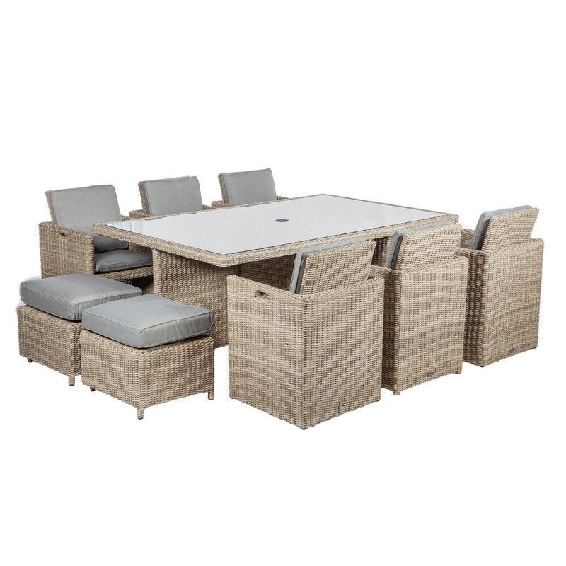 Wentworth Rattan Garden Patio Dining Set by Royalcraft - 10 Seats Grey Cushions