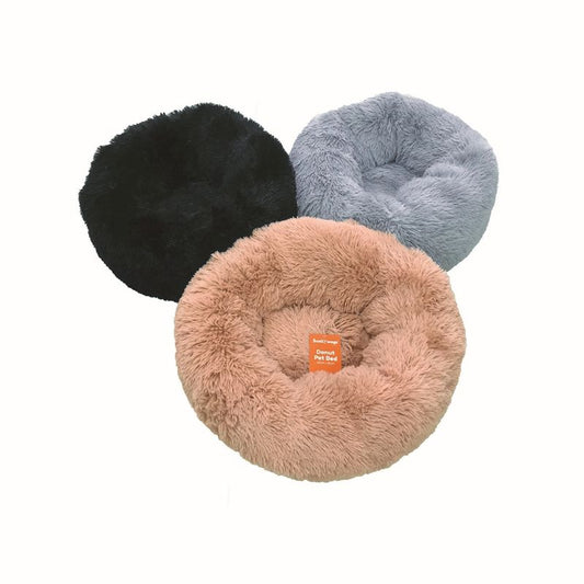 70x26 Black Fluffy Donut Pet Bed