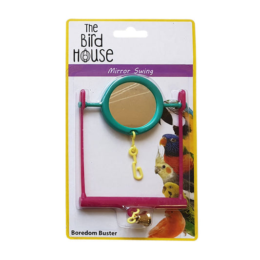 The Bird House Mirror Swing Bird Toy Pink