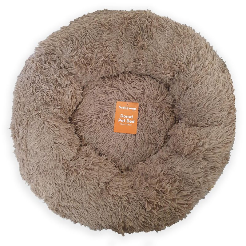 70x26 Beige Fluffy Donut Pet Bed