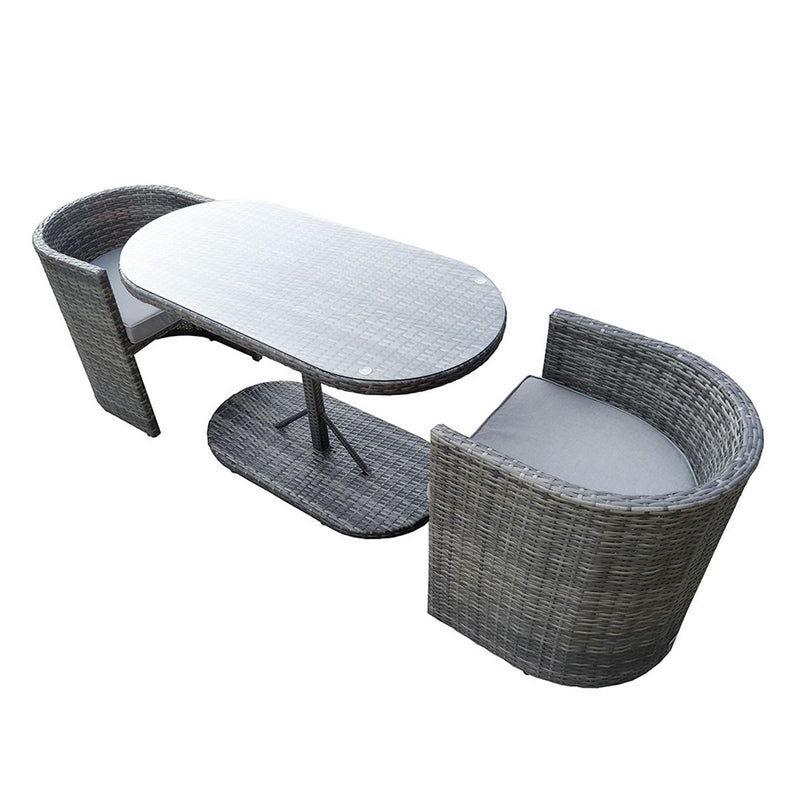 St Tropez Rattan Garden Bistro Set by Wensum - 2 Seats Grey