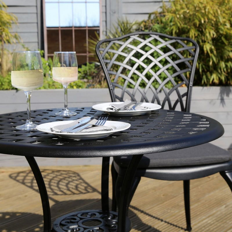 Deco Garden Bistro Set by Wensum - 2 Seats Grey Cushions