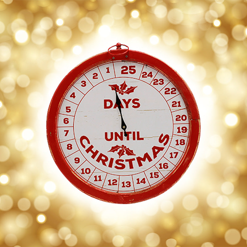 Countdown Clock Christmas Decoration Red & White - 37.5cm