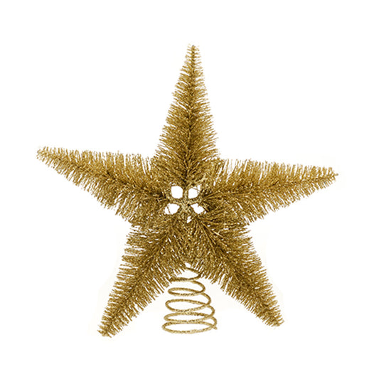 Star Christmas Tree Topper Decoration Gold with Bristle Pattern - 30cm