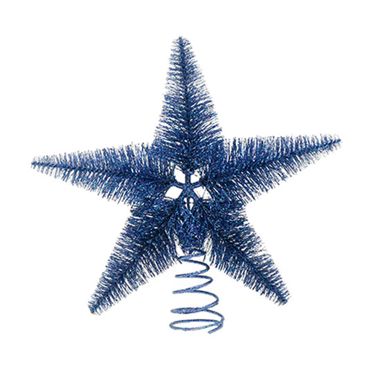 Star Christmas Tree Topper Decoration Blue with Bristle Pattern - 30cm