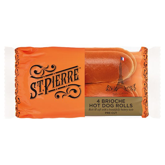 St Pierre Brioche Hot Dog Rolls 4 Pack