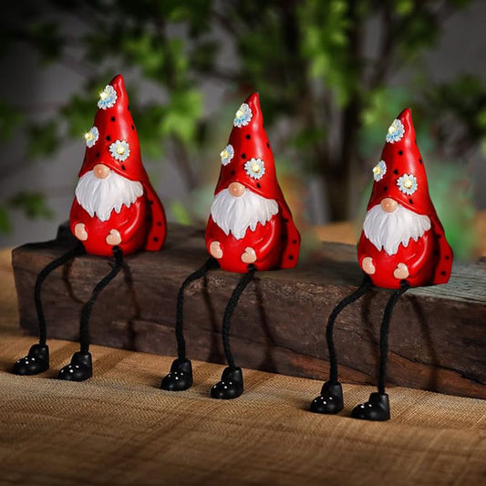 Red Gnome Solar Garden Light Ornament Decoration 3 Warm White LED - 13.5cm by Bright Garden