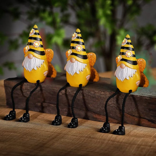 Yellow Gnome Solar Garden Light Ornament Decoration 3 Warm White LED - 13.5cm by Bright Garden